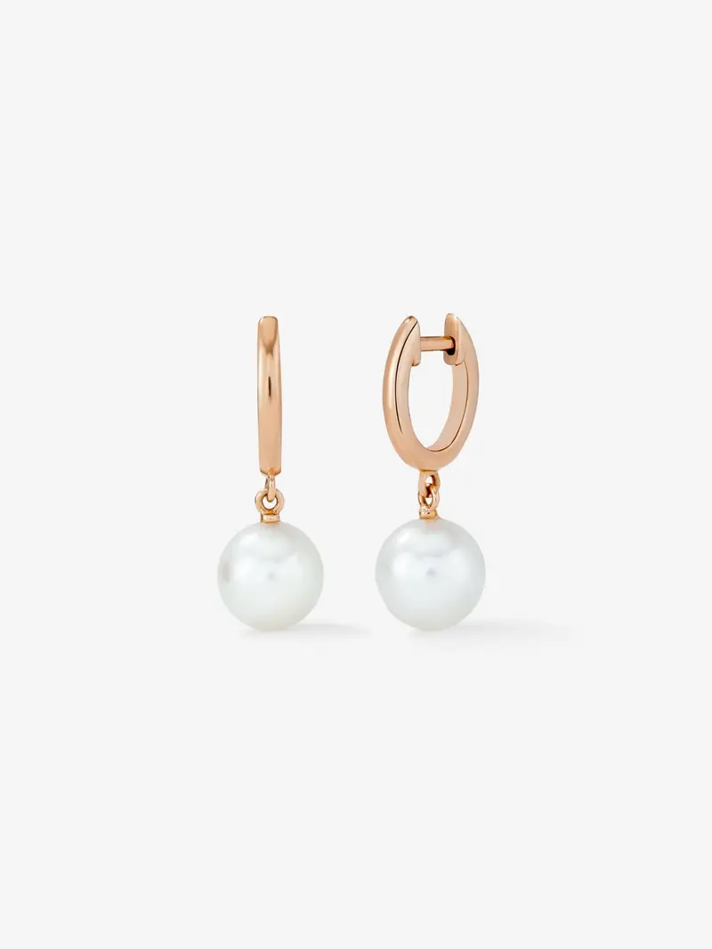 Pendientes de oro rosa de 18K con 2 perlas akoya de 8,5mm