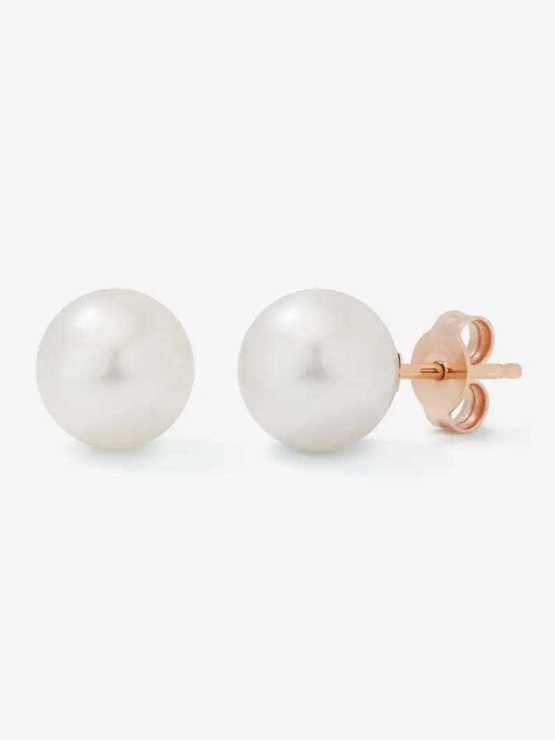 Pendientes de oro rosa de 18K con 2 perlas australianas de 9,5mm