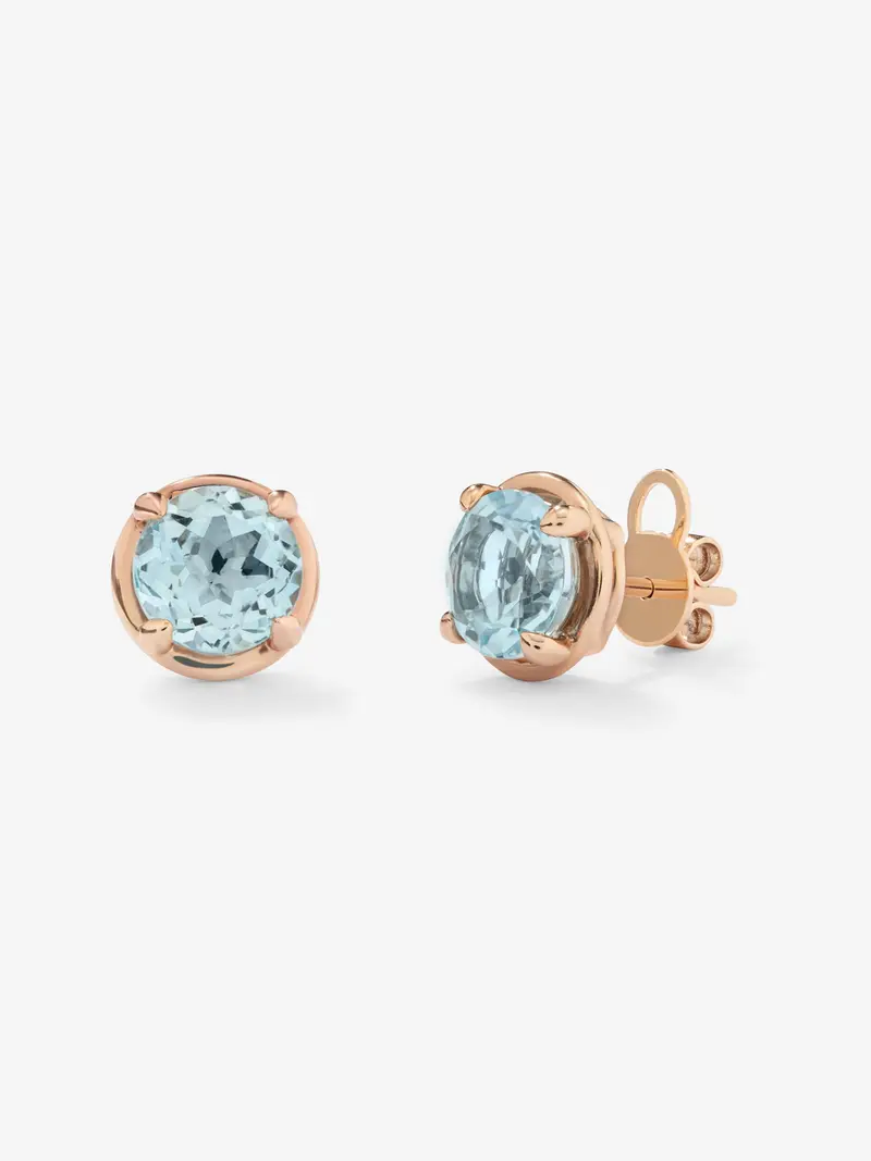 Pendientes de oro rosa de 18K con 2 topacios azules en talla brillante de 4,62 cts
