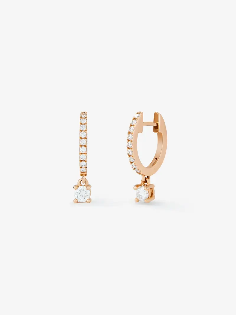 Pendientes de oro rosa de 18K con 20 diamantes en talla brillante con un total de 0,38 cts