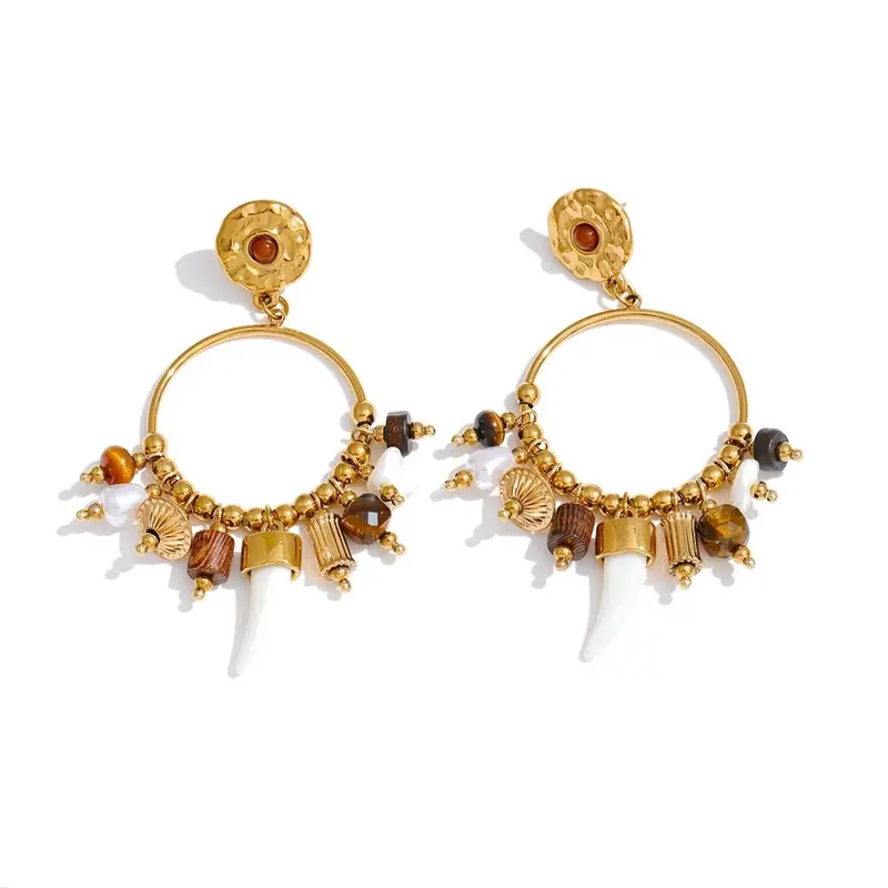 Pendientes de perla de resina y madera exclusivos