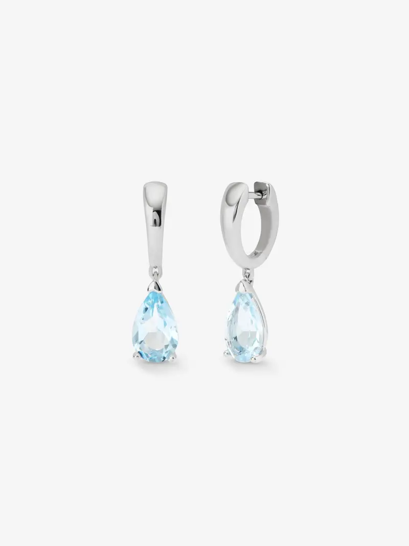 Pendientes de plata 925 con 2 topacios azul sky en talla pera con un total de 4 cts