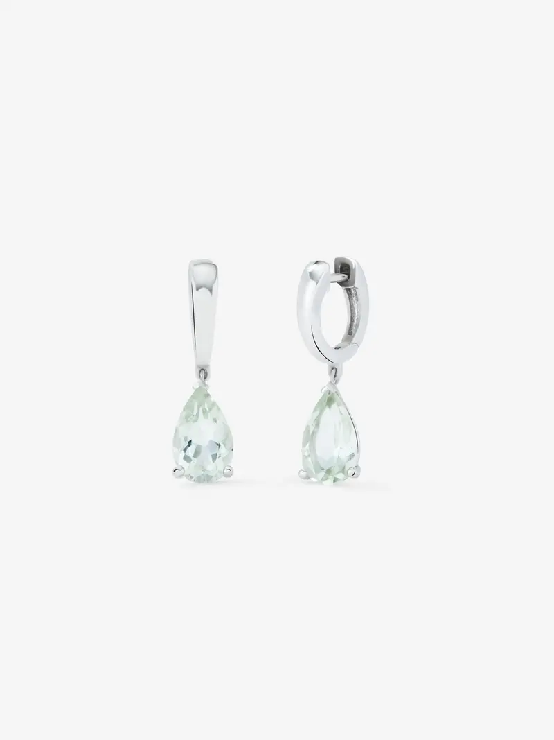 Pendientes de plata 925 con amatista verde en talla pera de 3,2 cts