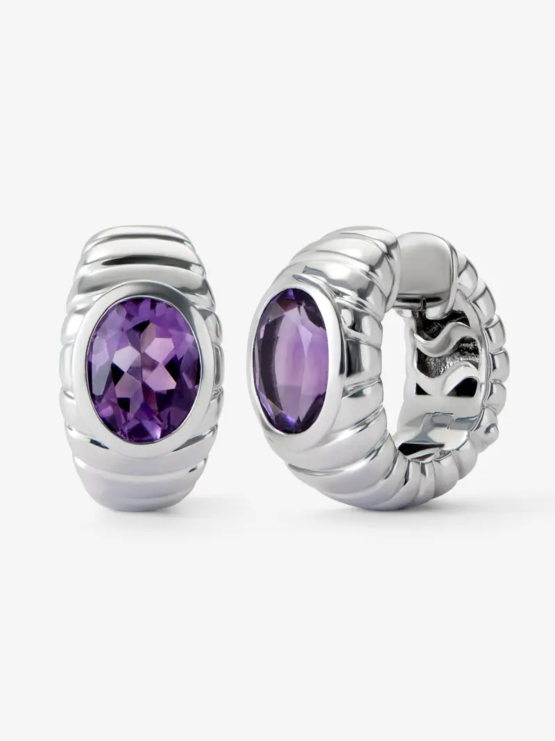 Pendientes de plata 925 con amatistas morada