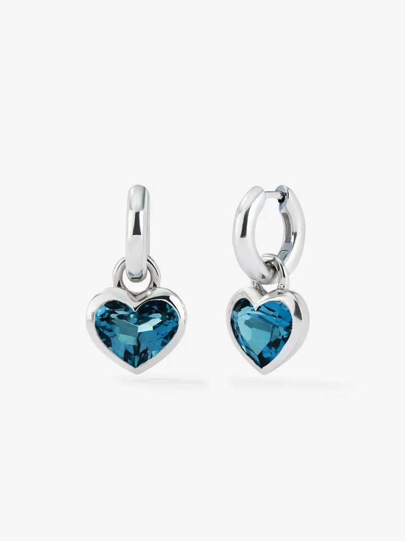 Pendientes de plata 925 con topacios azul london en talla corazón