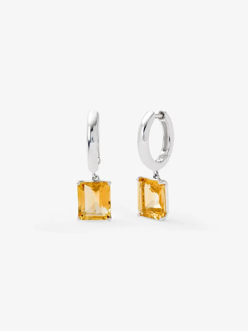Pendientes de plata con cuarzo citrino octogonal de 4,62 cts