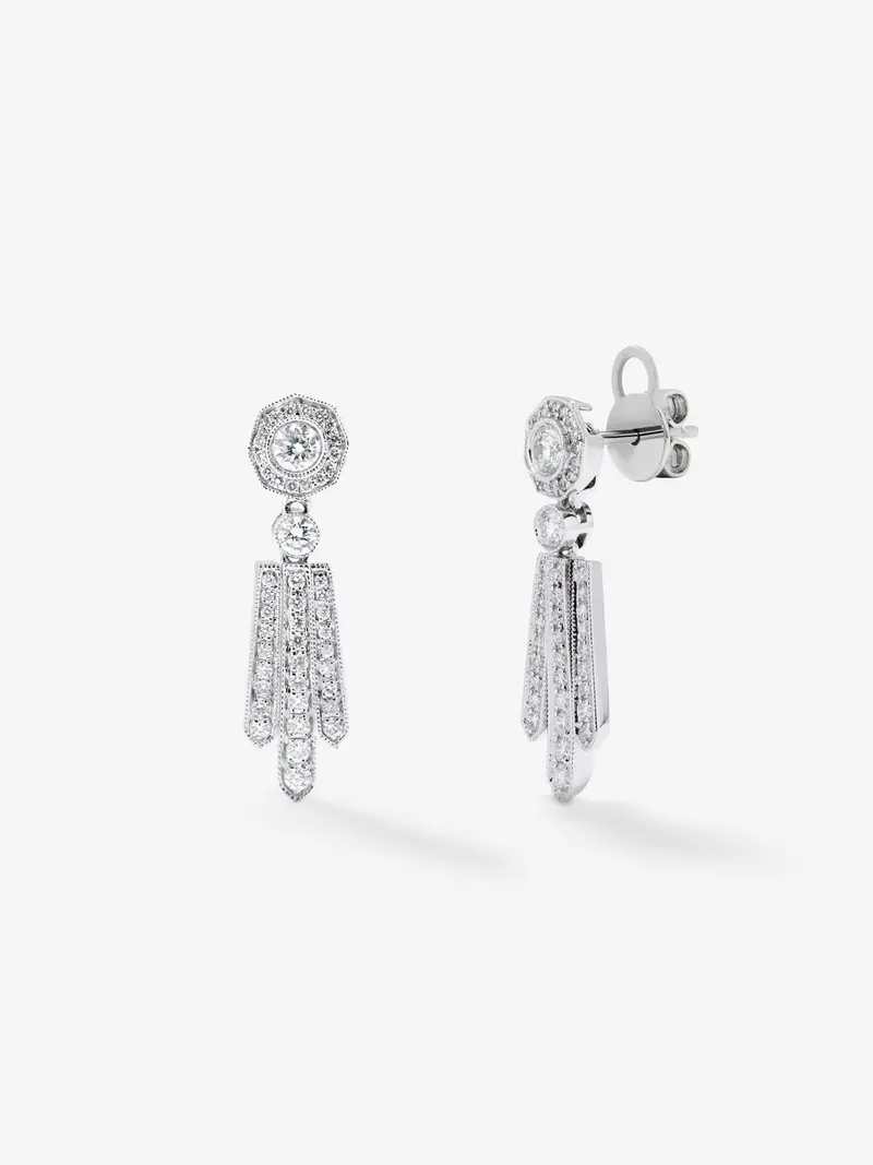 Pendientes desmontables de oro blanco de 18K con diamantes blancos en talla brillante de 0,2 cts