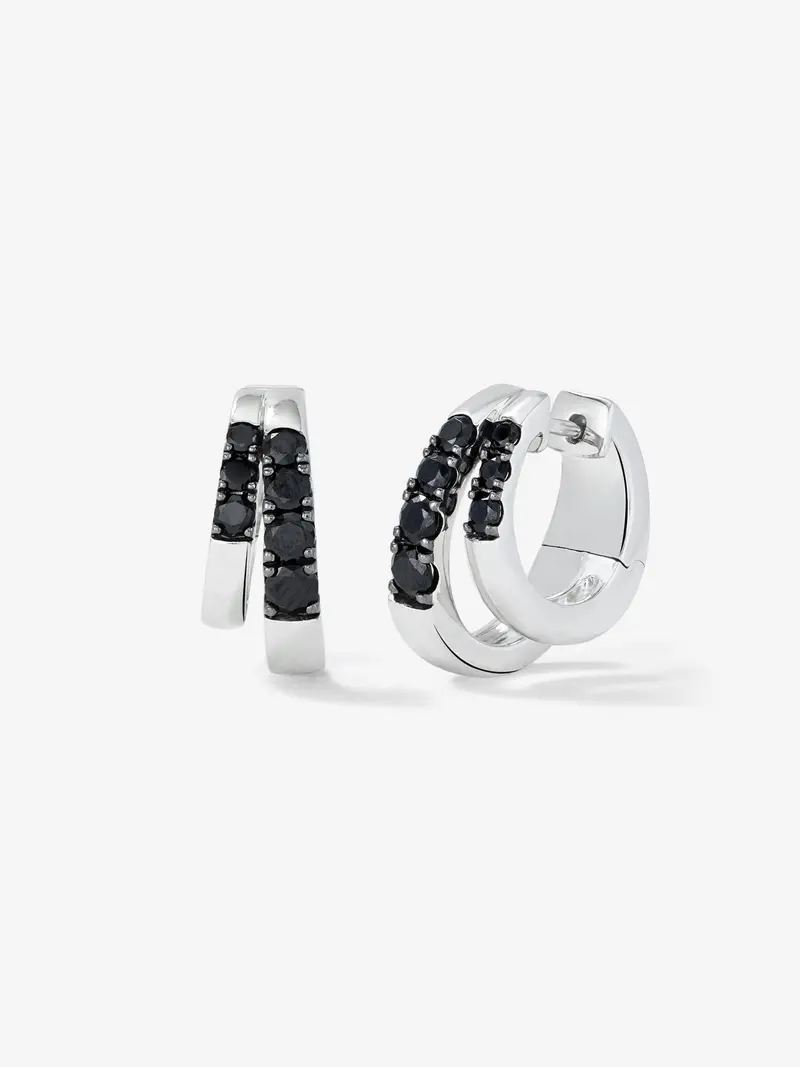 Pendientes doble aro de plata 925 con espinelas