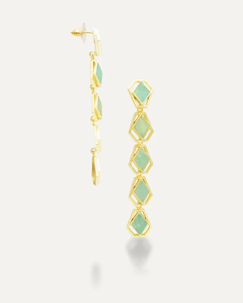 Pendientes Dorados Anuja Amazonita