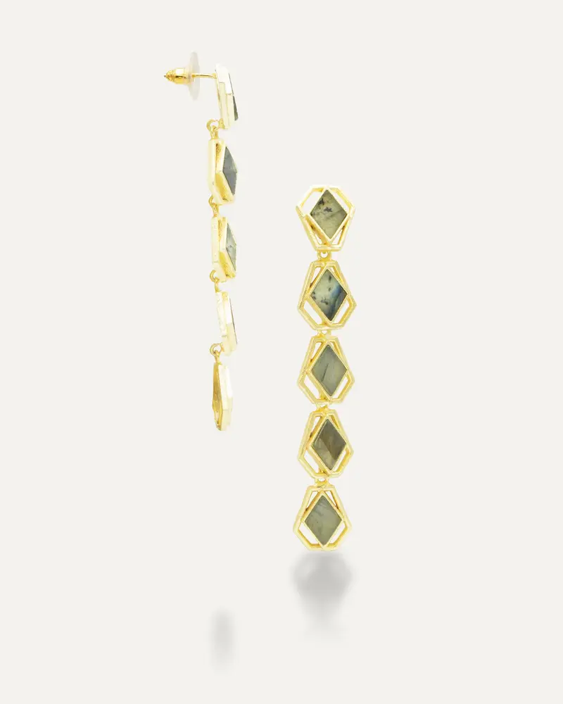 Pendientes Dorados Anuja Labradorita