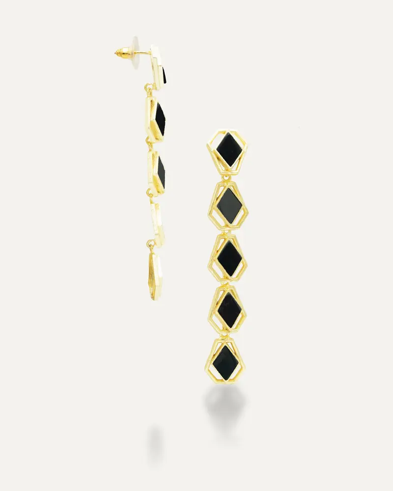 Pendientes Dorados Anuja Onix Negro