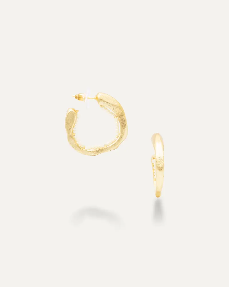 Pendientes Dorados Aro Perla Invertido