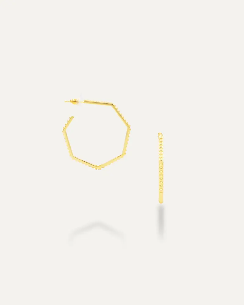 Pendientes Dorados Aros Halfway Octagonal