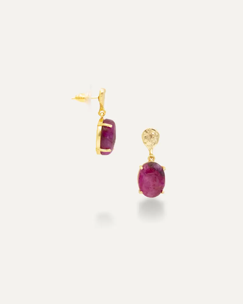 Pendientes Dorados Bibani Hatypara Roja
