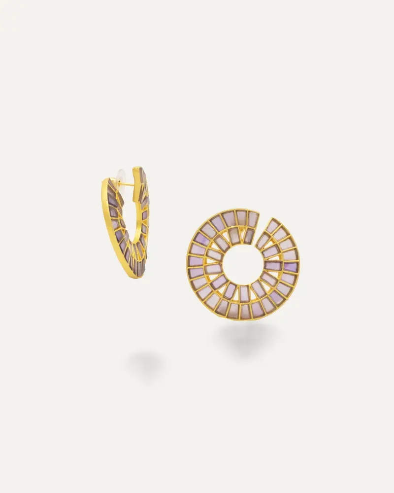 Pendientes Dorados Caracola Amatista