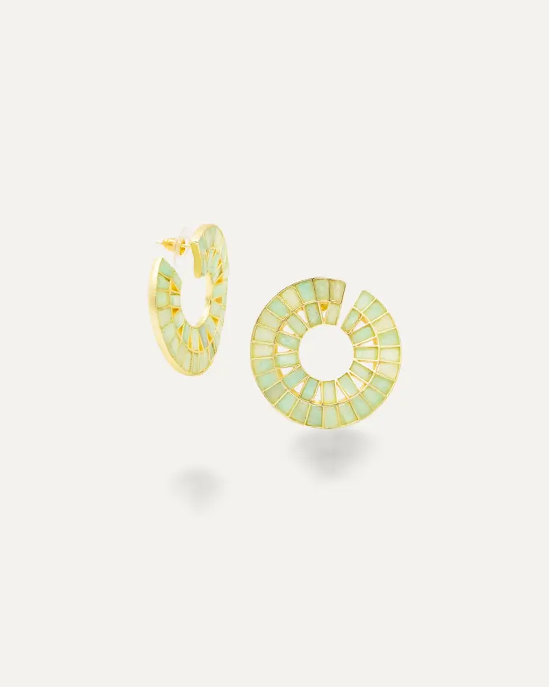 Pendientes Dorados Caracola Amazonita