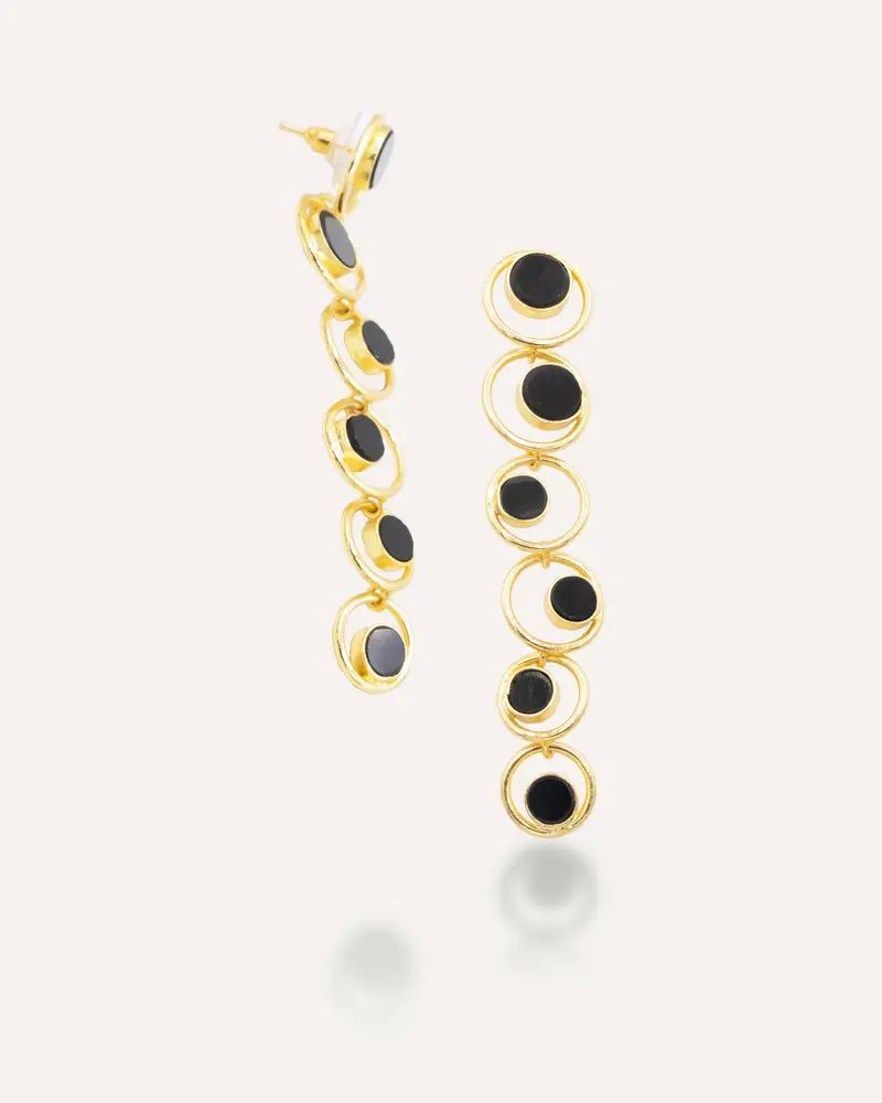 Pendientes Dorados Dinesh Onix Negro