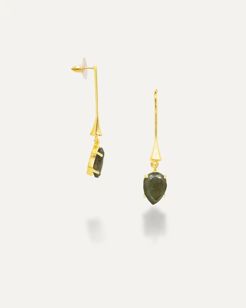 Pendientes Dorados Drop Labradorita
