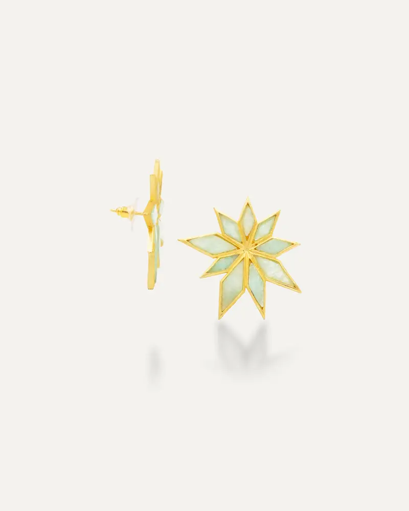 Pendientes Dorados Halley Amazonita