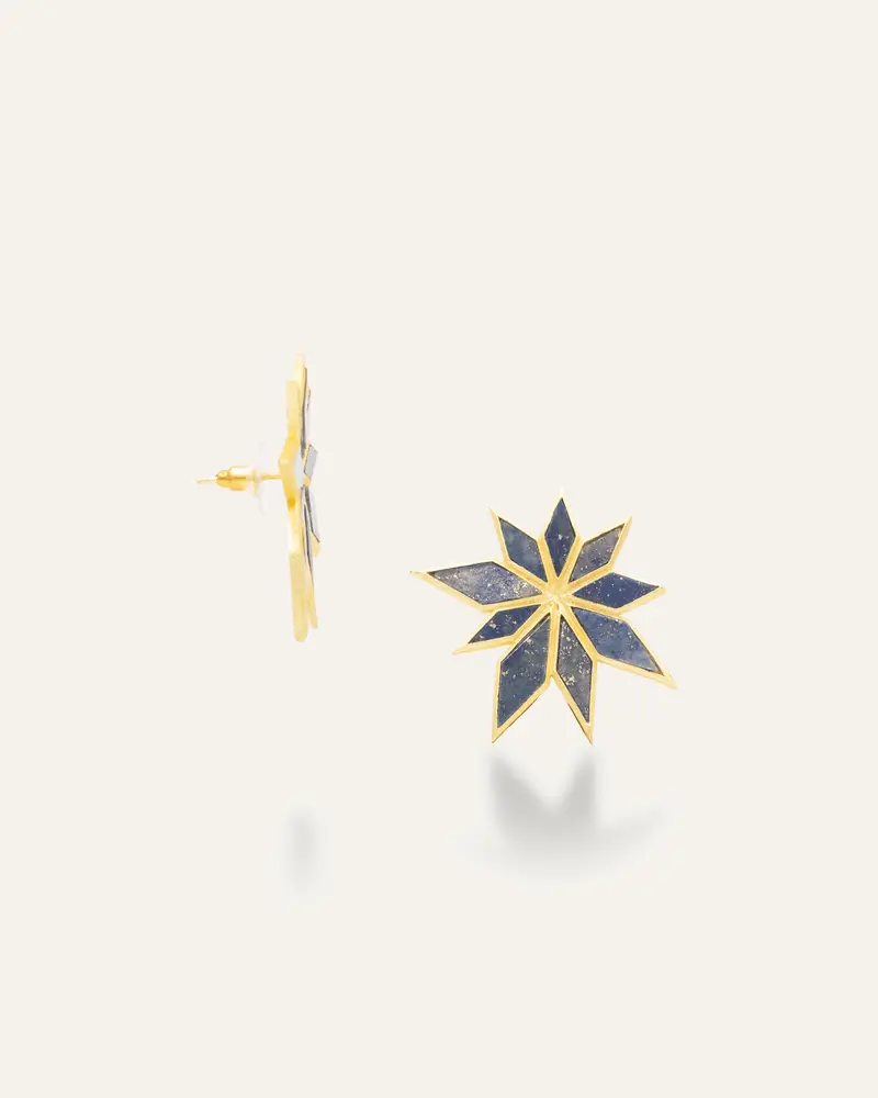 Pendientes Dorados Halley Lapislazuli