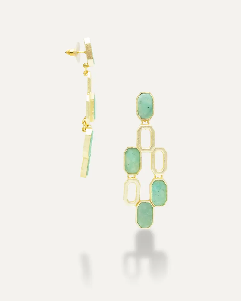 Pendientes Dorados Honey Amazonita