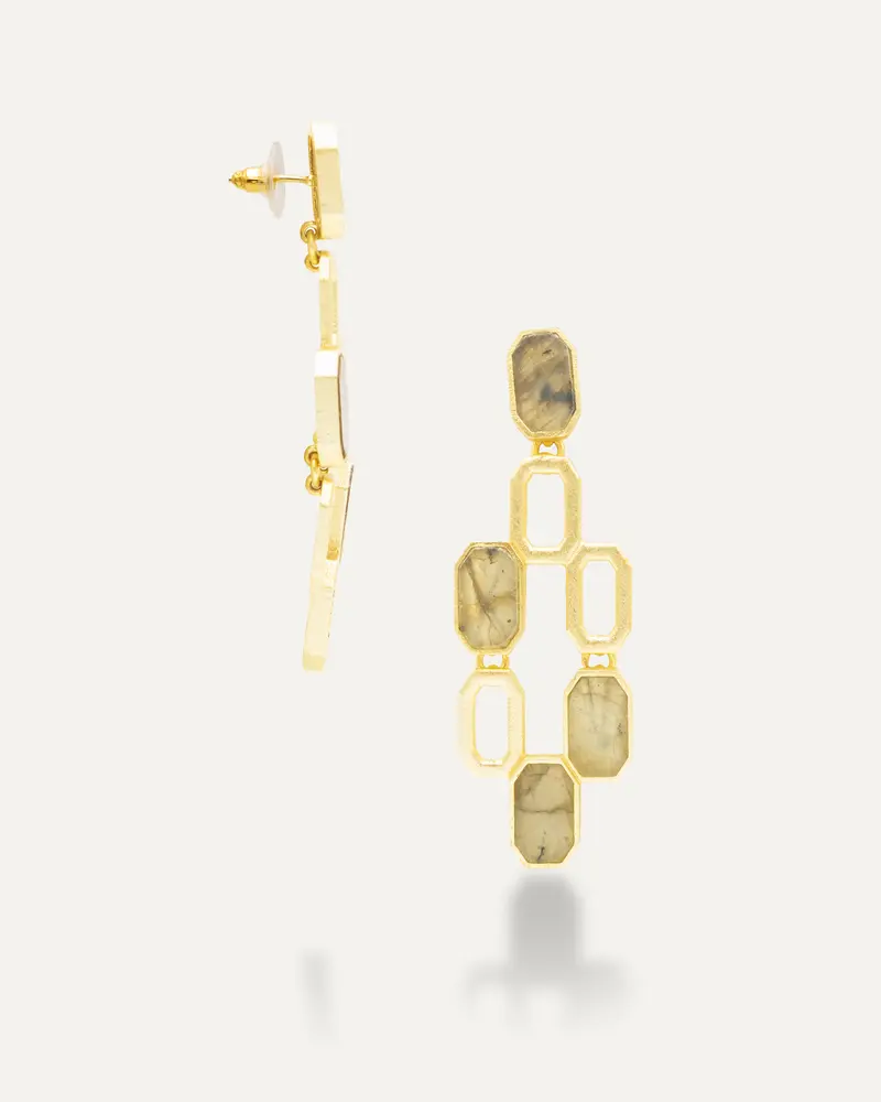 Pendientes Dorados Honey Labradorita