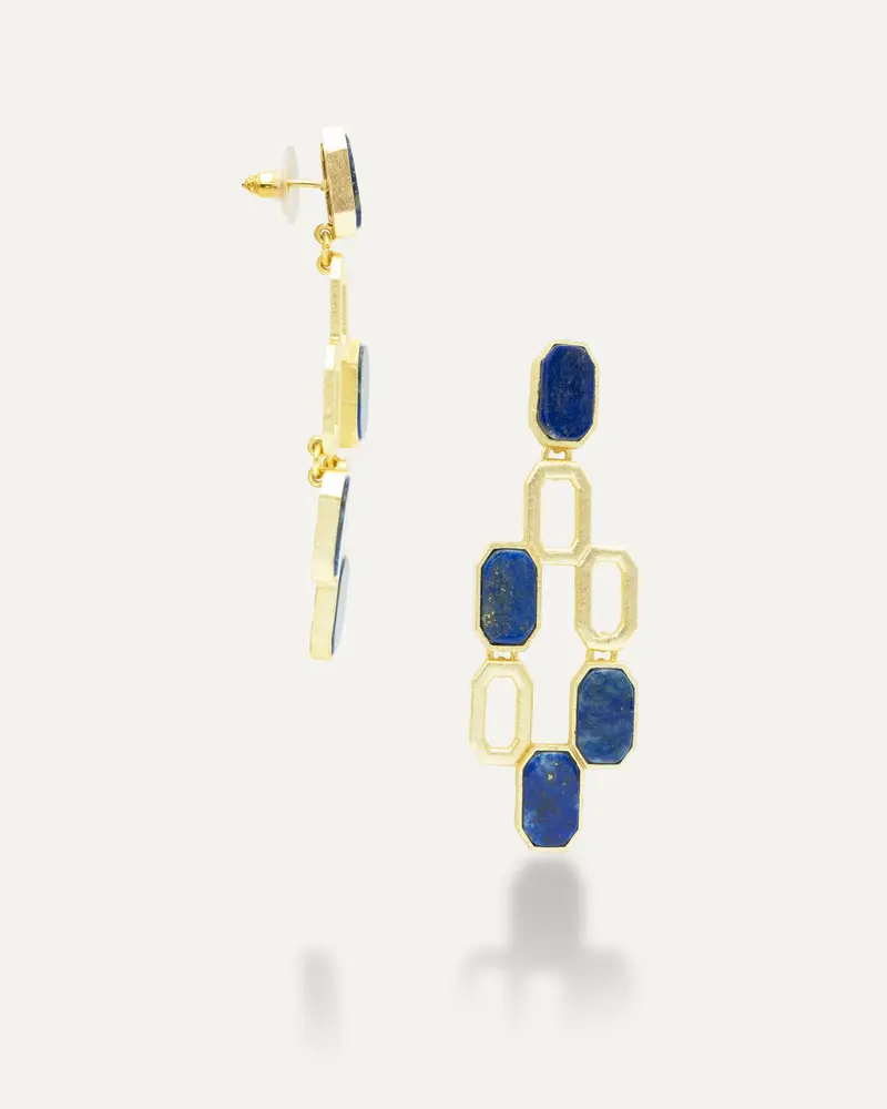 Pendientes Dorados Honey Lapislazuli