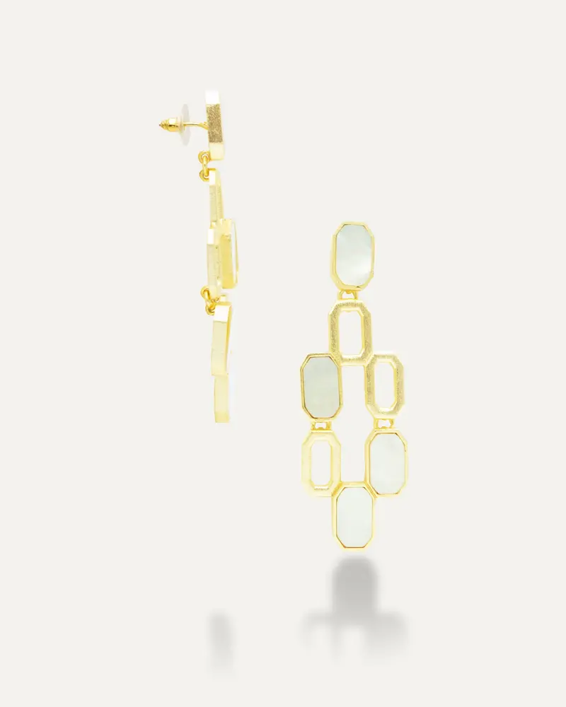 Pendientes Dorados Honey Madre Perla