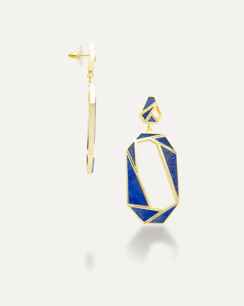 Pendientes Dorados Neel Lapislazuli