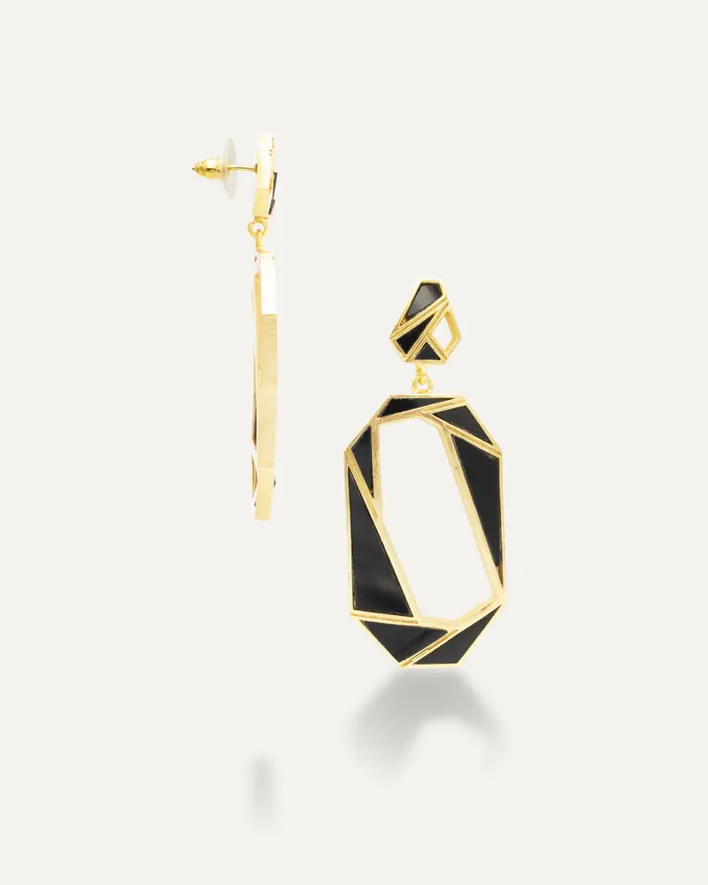 Pendientes Dorados Neel Onix Negro