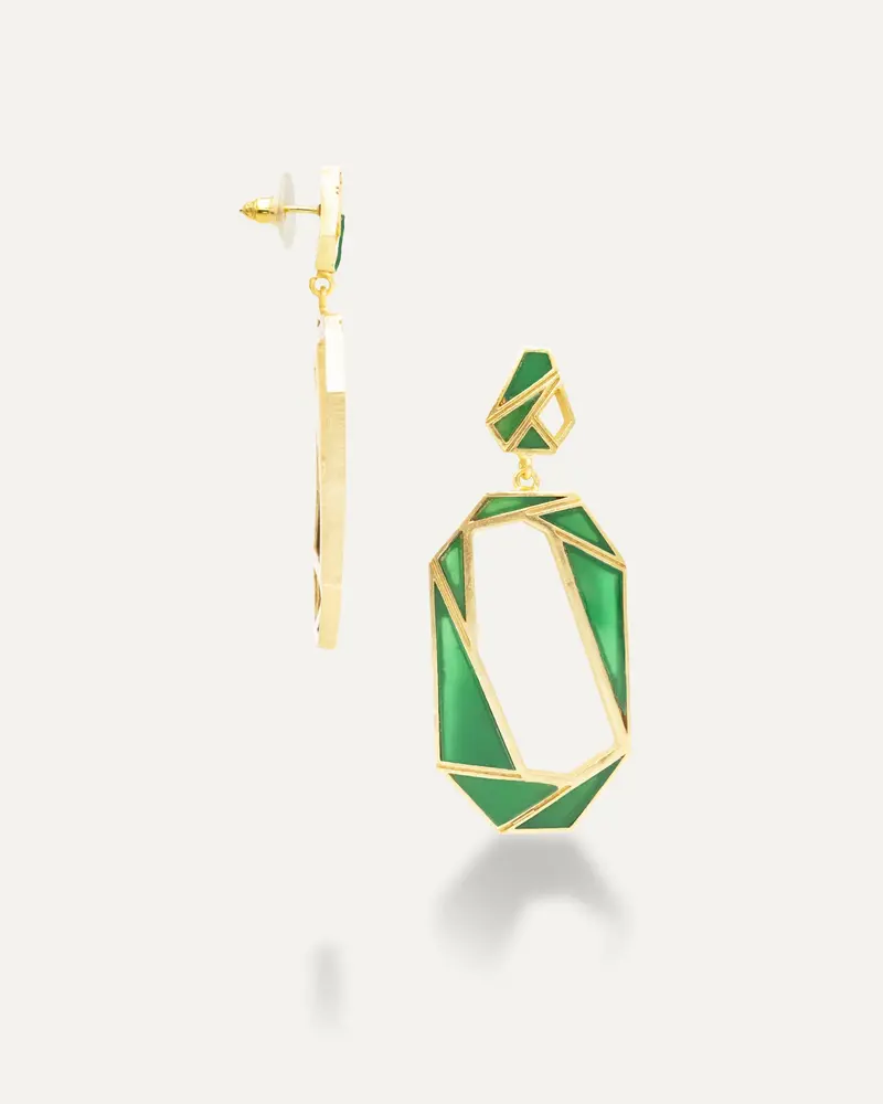 Pendientes Dorados Neel Onix Verde