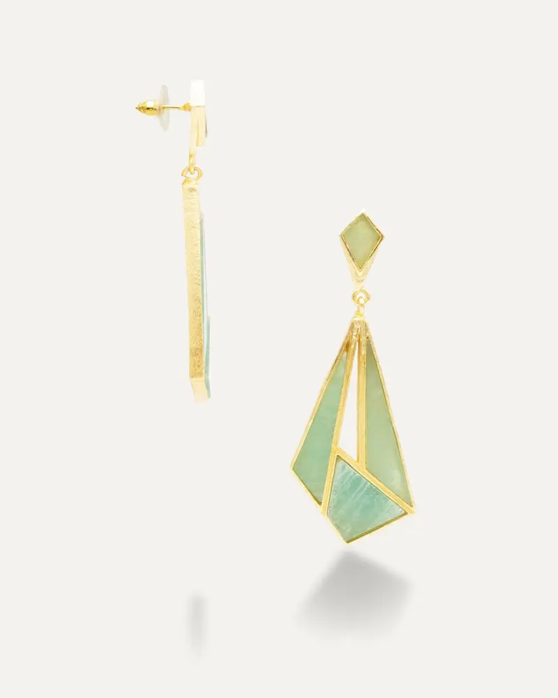 Pendientes Dorados Pranit Amazonita