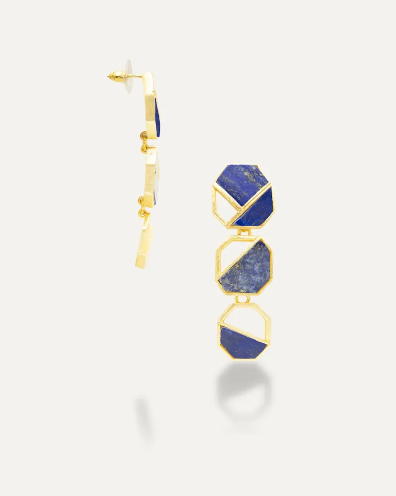 Pendientes Dorados Romesh Lapislazuli