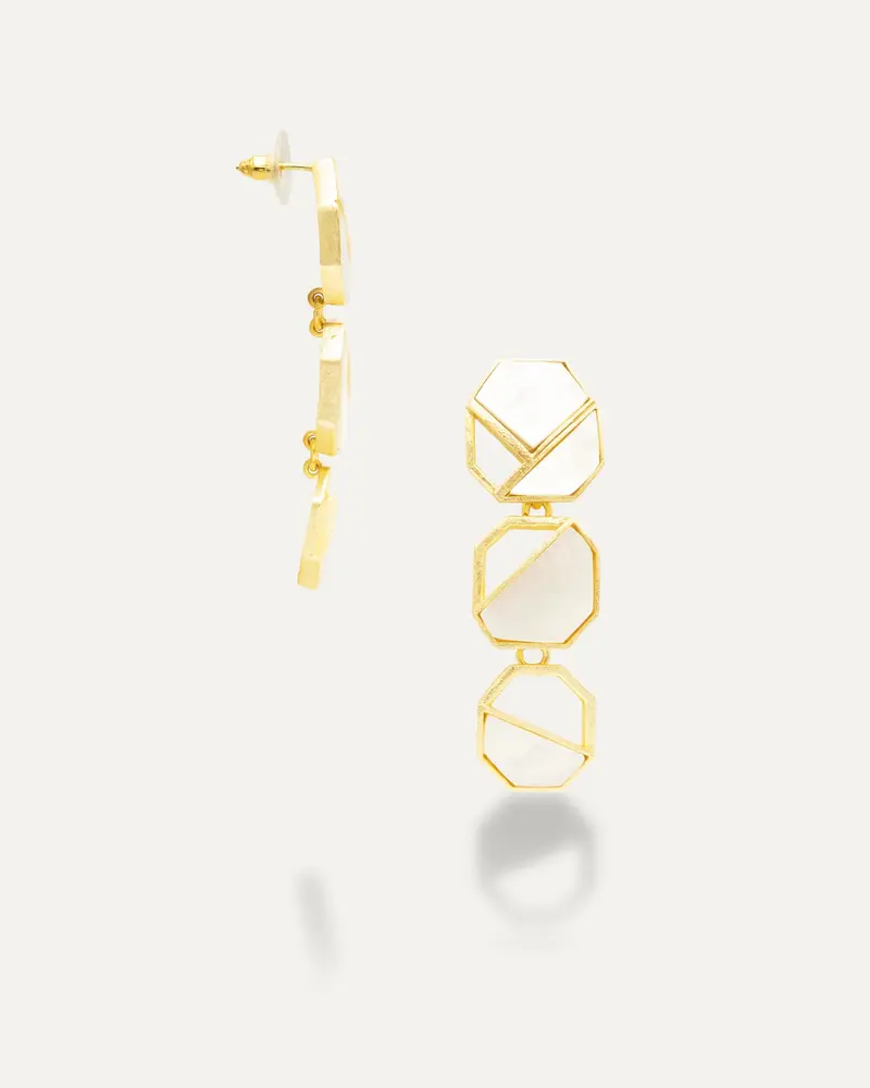 Pendientes Dorados Romesh Madre Perla