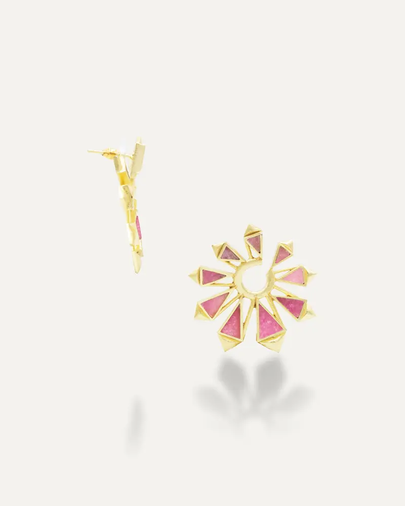 Pendientes Dorados Roole Onix Fucsia