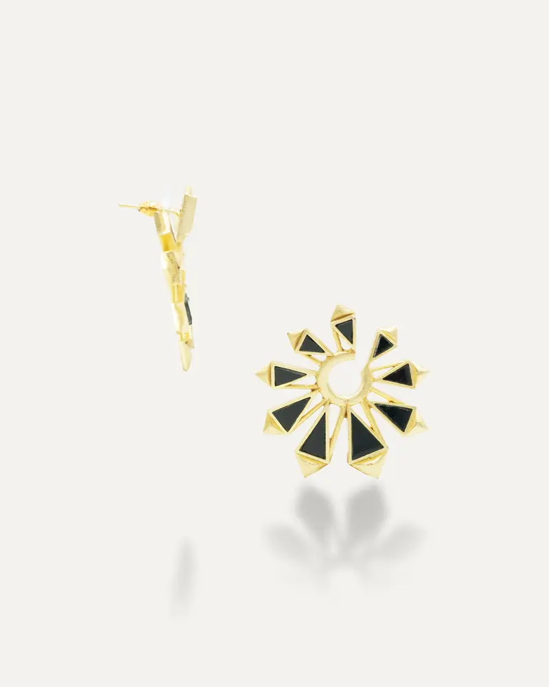 Pendientes Dorados Roole Onix Negro
