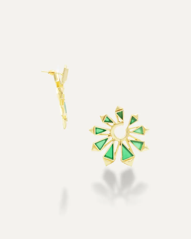 Pendientes Dorados Roole Onix Verde