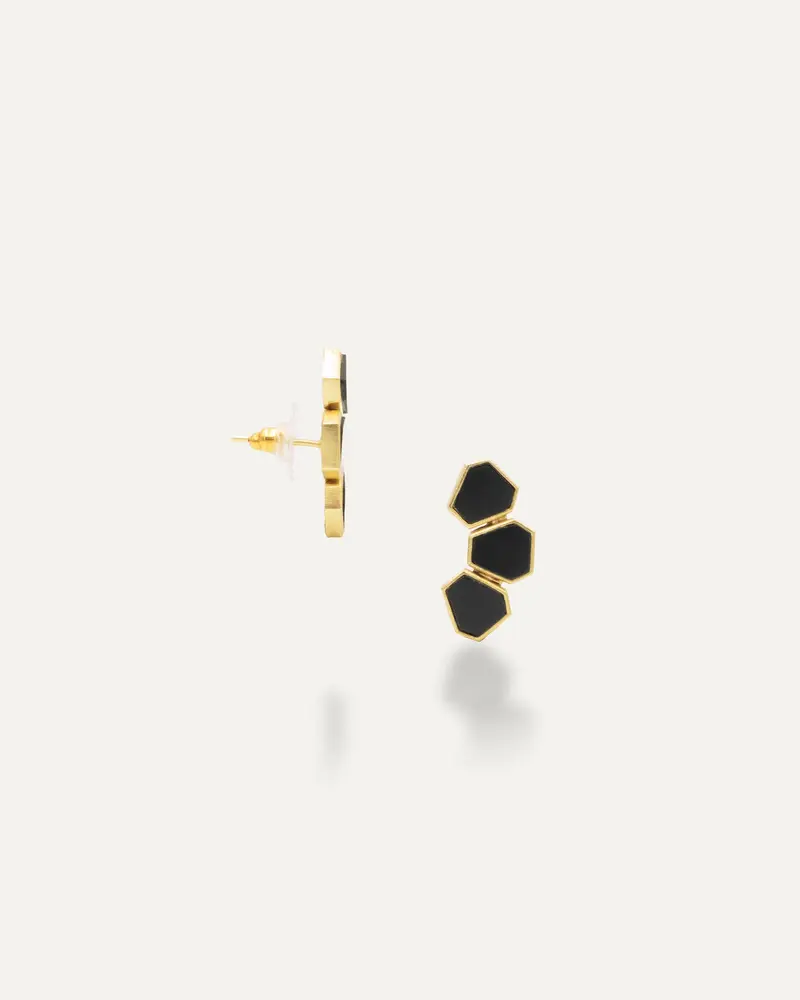 Pendientes Dorados Samir Onix Negro