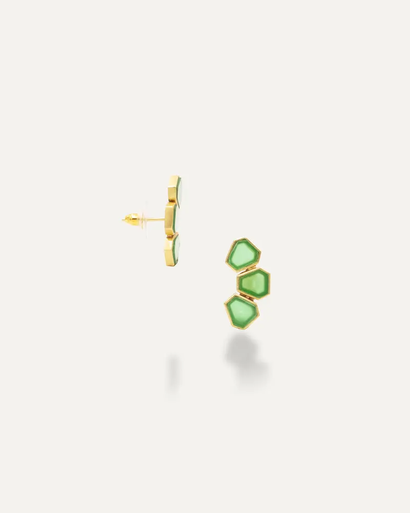 Pendientes Dorados Samir Onix Verde