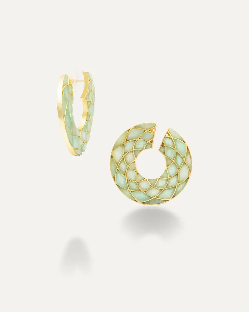 Pendientes Dorados Top Deva Amazonita