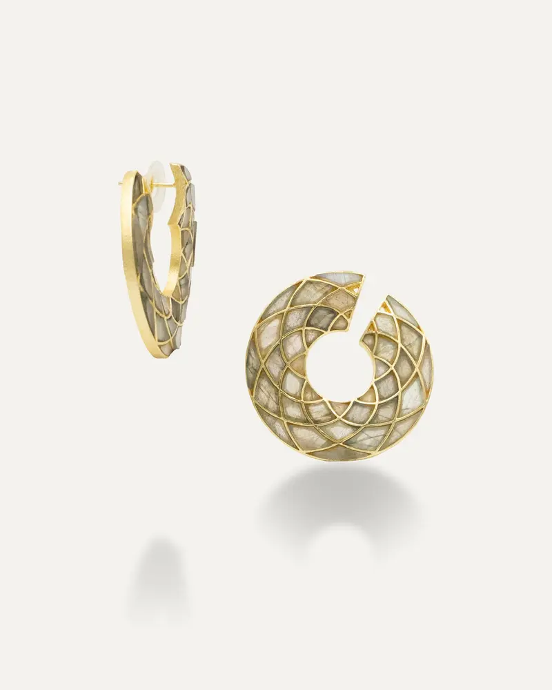 Pendientes Dorados Top Deva Labradorita