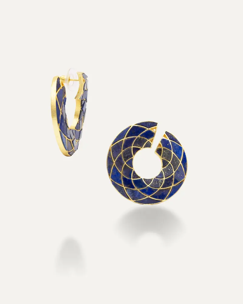 Pendientes Dorados Top Deva Lapislazuli