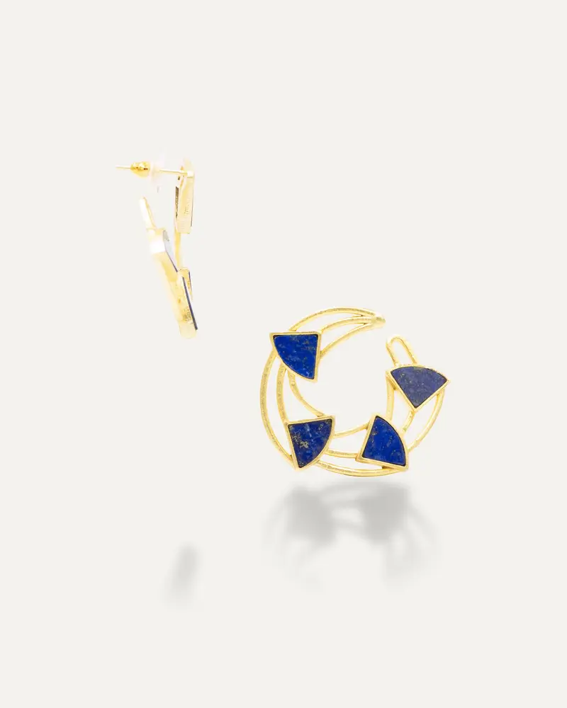Pendientes Dorados Trine Lapislazuli