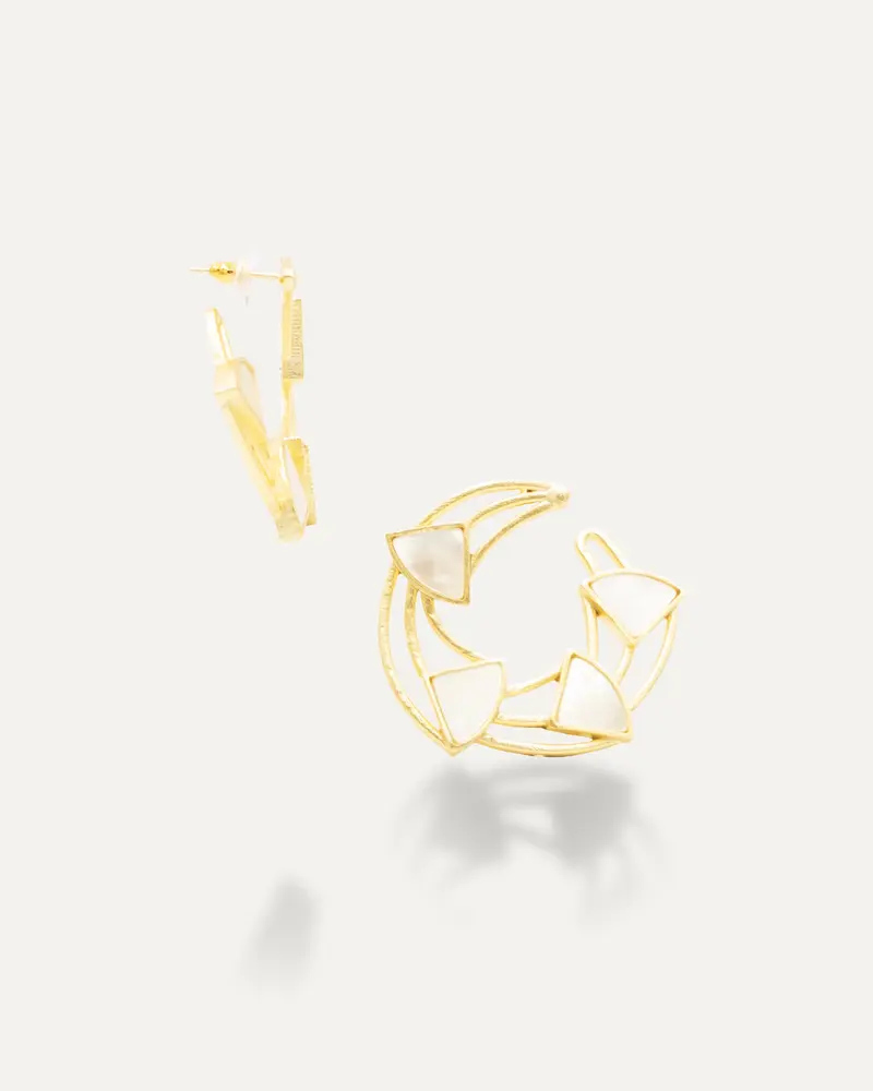 Pendientes Dorados Trine Madre Perla