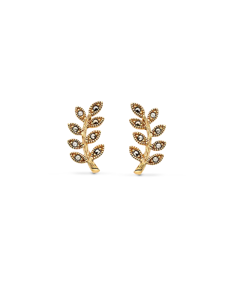 Pendientes Duet marcasitas, plata dorada