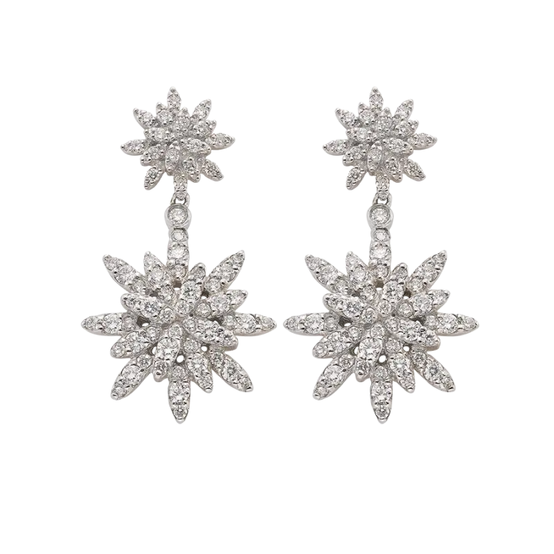 Pendientes Estrellas diamantes, oro blanco