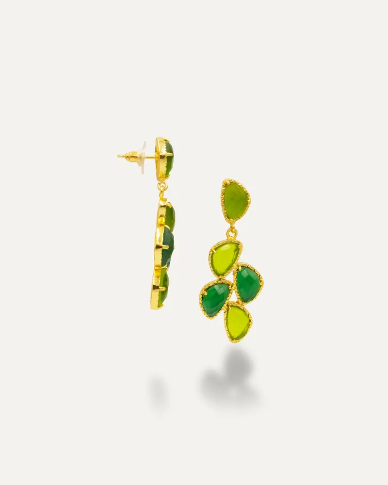 Pendientes Feel Elegante Prehnita y Onix Verde