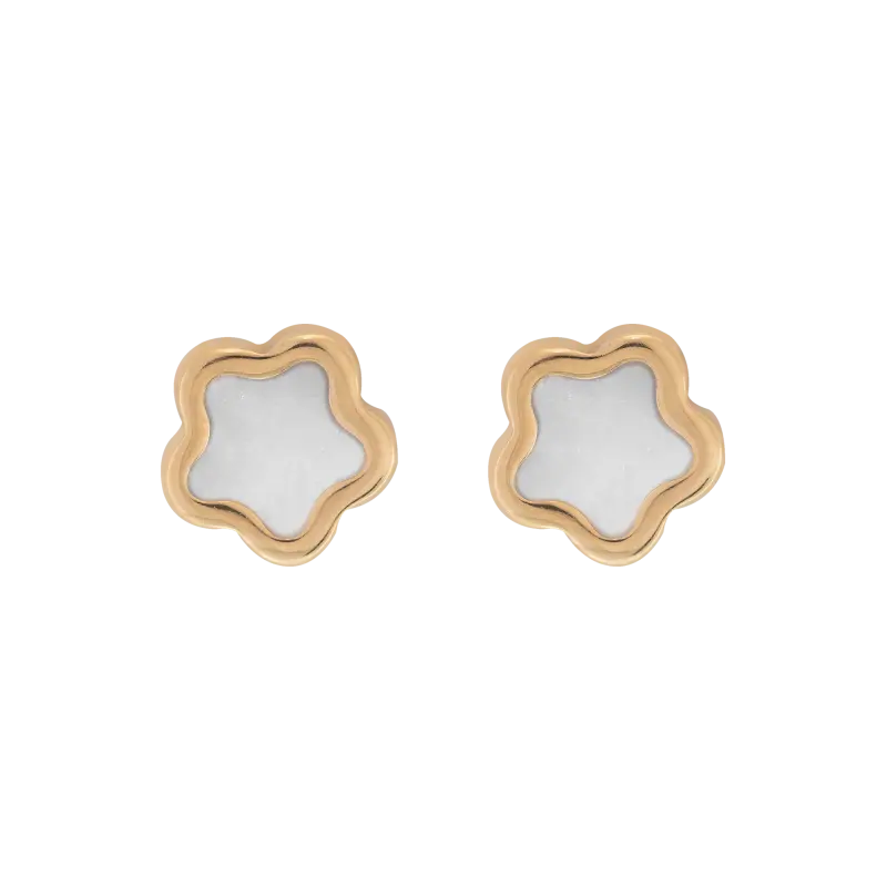 Pendientes Flor oro y madreperla