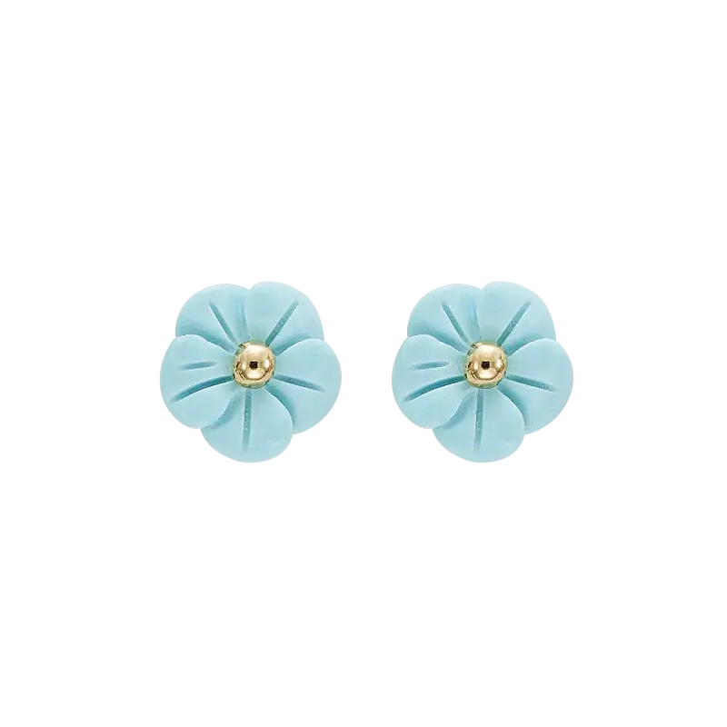 Pendientes Flor turquesa, oro