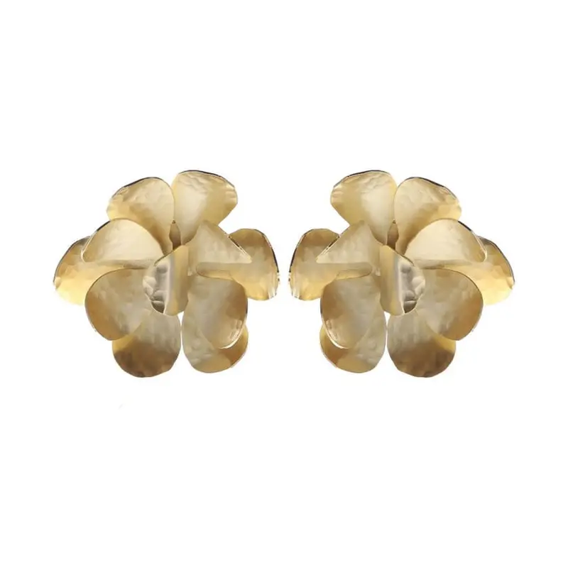 Pendientes flores cortas de oro primitivo